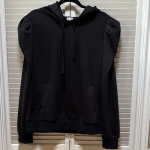 Black Puff-Sleeve Hoodie